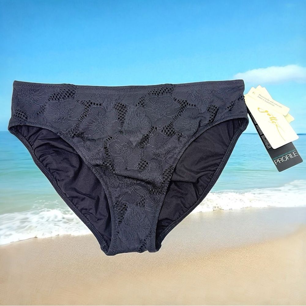 NWT Profile by Gottex Late Bloomer Classic Fit Black Lace Bikini Bottoms Size 12